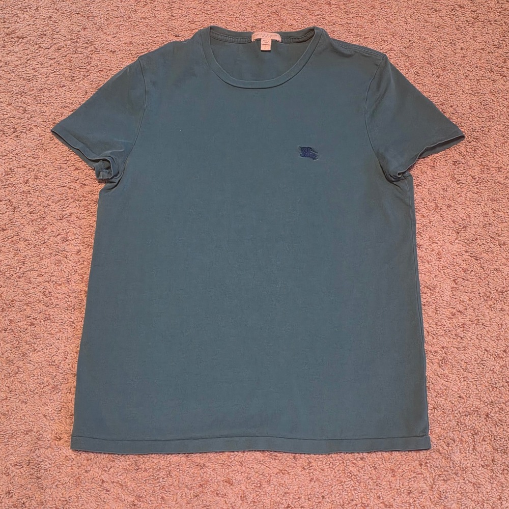 Burberry Brit Womens Teal Blue Cotton Logo T-Shirt Size S Short Sleeve Crew Neck